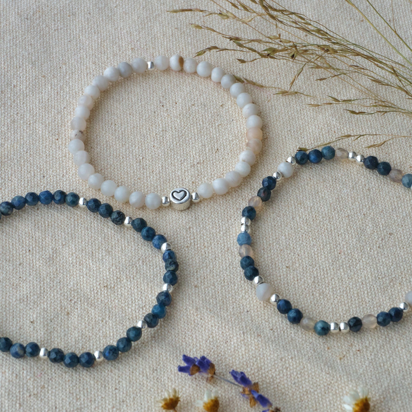 Armband Dumortierit / Achat - Konzentration / Ausgeglichenheit