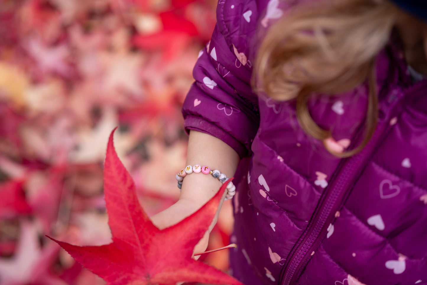 Kinderarmband Rhodonit - personalisiert