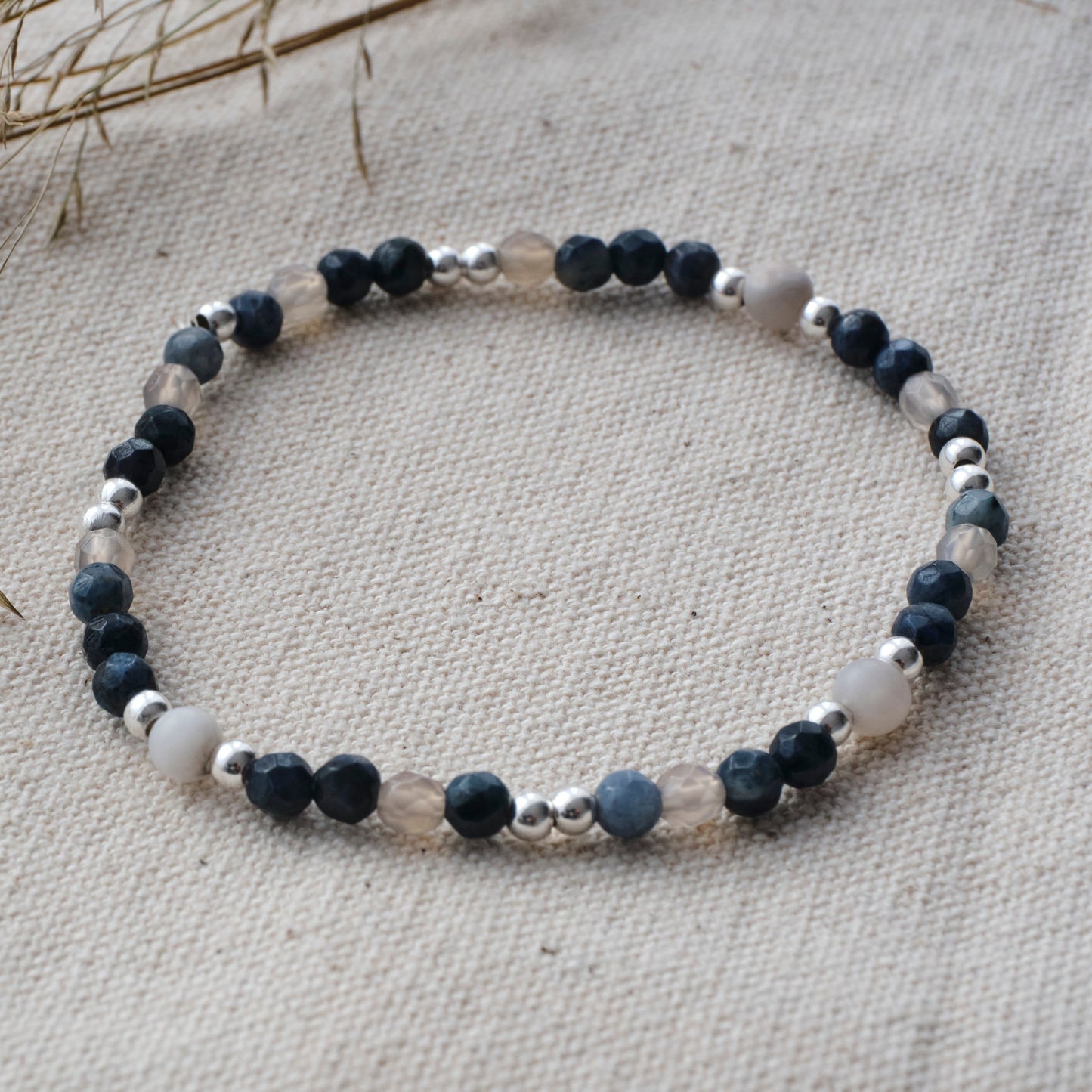 Armband Dumortierit / Achat - Konzentration / Ausgeglichenheit