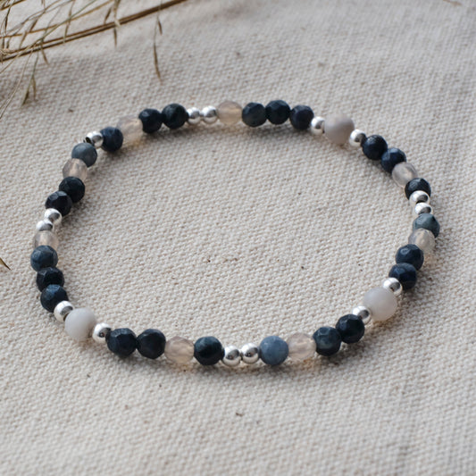 Armband Dumortierit / Achat - Konzentration / Ausgeglichenheit