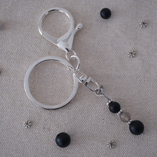 Edelstein Schlüsselanhänger mit Onyx und Achat