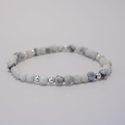 Armband Magnesit - Silver 4 mm