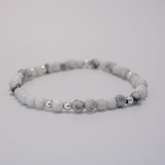 Armband Magnesit - Silver 4 mm