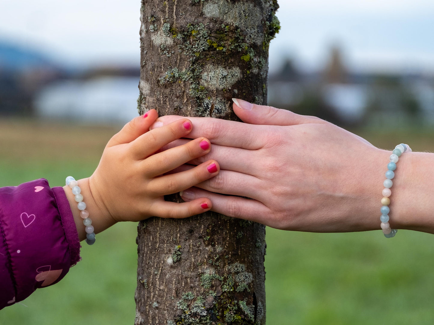 Familienarmband Morganit - Lebensfreude